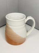 Studio Art Pottery Coffee Mug  Peach & Cream 12 oz Signed Handcrafted
