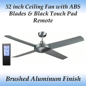 Genesis 52 inch Brushed Aluminium Ceiling Fan with ABS Blades + BL Touch Remote - Picture 1 of 3