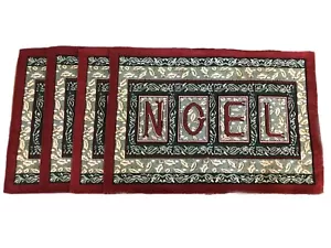 Christmas Holiday Placemats Noel Tapestry Loon Lake Weavers Red Green Set Of 4 - Picture 1 of 4