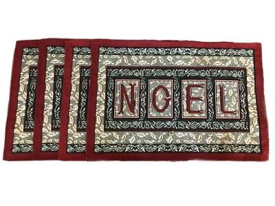 Christmas Holiday Placemats Noel Tapestry Loon Lake Weavers Red Green Set Of 4 - Image 1 of 4