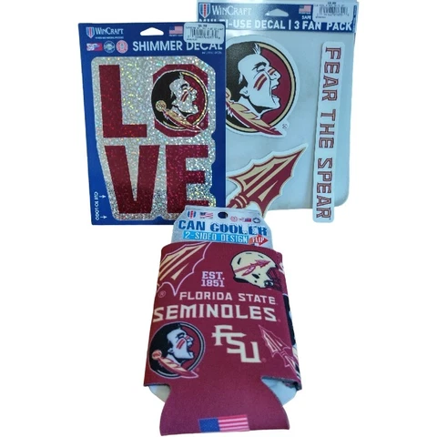 Wincraft Florida State Seminoles Bundle Pack One Can Cooler And Two PKG Decals Cover