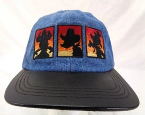 Vintage Walt Disney Cowboy Buddies Goofy’s Hat Co Denim Snapback Leather Brim - Picture 1 of 6