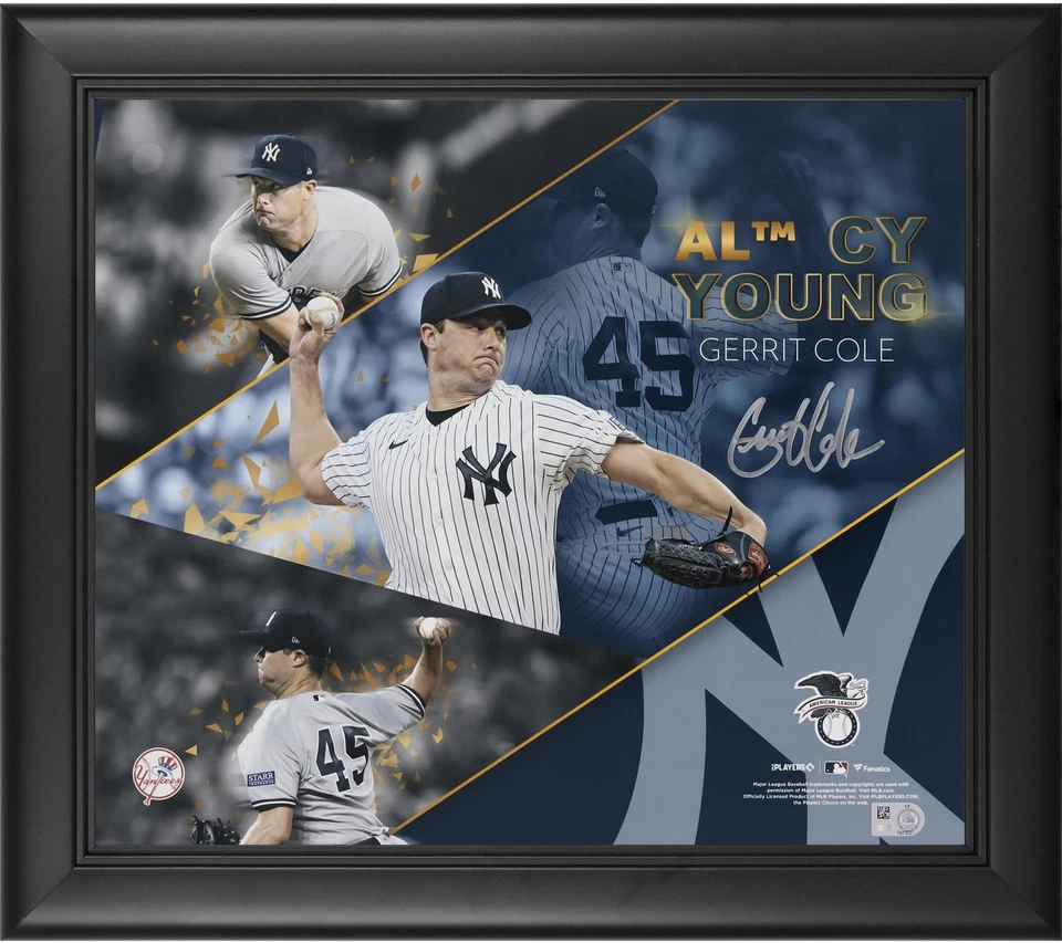 Gerrit Cole New York Yankees Ramed Autografiado 12.5" x 14.5 CY Young Collage Foto 1 de 1