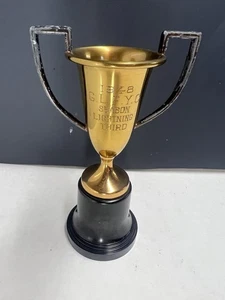 1948 Wallace Trophy Brass Cup Metal Arms Groton Long Point Yacht Club Sailing - Picture 1 of 7