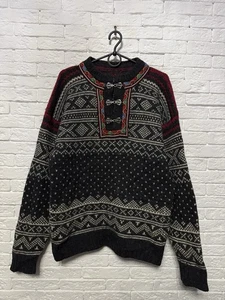 Vintage Knit Sweater Dale Of Norvay 100% Wool Nordic Fair Isle Patern Sz XL - Picture 1 of 9