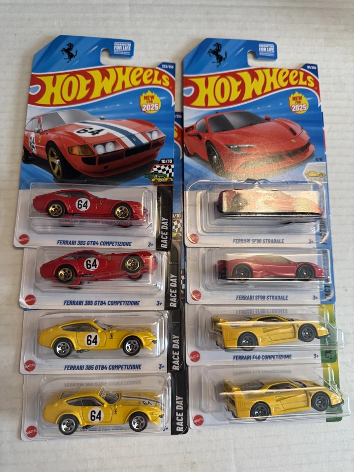 8-2025 Hot Wheels 2-Ferrari SF90 Stradale y 2-F40 Competizione amarillo 4-365 GT Foto 1 de 1