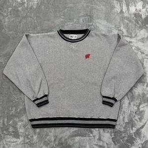 Vtg Wisconsin Badgers Sweatshirt Mens Large Gray Long Sleeve Crewneck Timeout - Bild 1 von 6