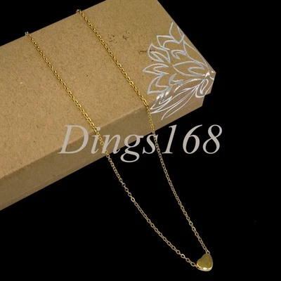 18K желтое золото заполненное гипоаллергенный маленький сердце подвеска + ошейник цепочка ожерелье - Изображение 1 из 3