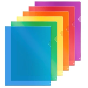Colored Plastic File Folders Set Of 12 8.5X11 Clear Organizational Sleeves - Picture 1 of 9