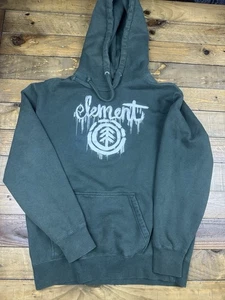 Vintage Y2K Element Skate Grunge Logo Green Pullover Hoodie Size M Stash Pocket - Picture 1 of 7