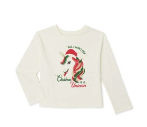 Holiday Time Shirt Girls Size 6-6x "All I want for Christmas is a Unicorn" - Picture 1 of 2