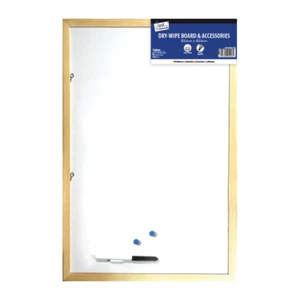 800 x 600mm White Dry Wipe Pine Board & Accessories-Ideal For Office Home School - Picture 1 of 8