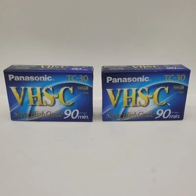 Panasonic TC-30 VHS-C Video Cassette Cinta Super Alto Grado 90 Minutos Lote de 2 Foto 1 de 3