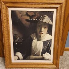 Girl With A Flute Reproduction In Framed Canvas & Vermeer Art Book