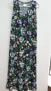 Kim & Co bedrucktes Brasilien Jersey ärmellos ausgestelltes Kleid schwarz Multi Größe Large bx4 - Bild 1 von 2