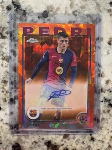 2024-25 TOPPS CHROME ORANGE SAPPHIRE UEFA AUTO CARD 15/25 BARCELONA PEDRI #CA-PI - Imagen 1 de 3