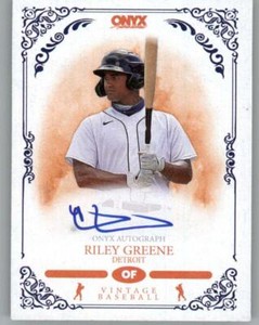 2022 Onyx Vintage Blue Signatures Riley Greene RC Rookie AUTO