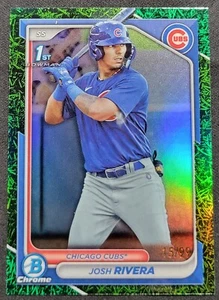 JOSH RIVERA 2024 BOWMAN CHROME GREEN GRASS REFRACTOR PROSPECT RC /99 CUBS SPRC - Bild 1 von 2