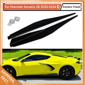 Carbon Flash 5VM Style Side Skirts Extension Rocker Panel For 20-24 Corvette C8 - Picture 1 of 10