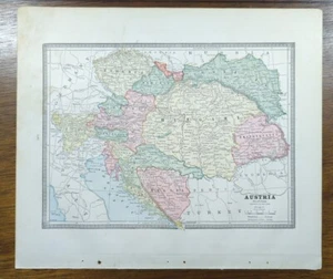 Vintage 1885 AUSTRIA Map 13"x11" Old Antique Original EISENSTADT VILLACH VIENNA - Picture 1 of 14