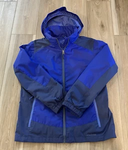 LL Bean Childs Size XL 18 Purple/Navy Windbreaker Double Zip Jacket Coat w/Hood - Picture 1 of 23