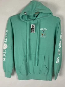 Ron Jon Salty Crew Collab Hoody Mint Green Hoodie Womens Surf Logo Sz M New - Picture 1 of 12