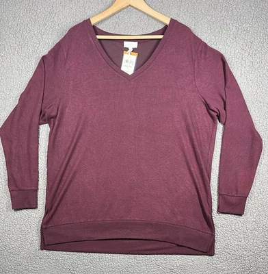 Suéter para mujer Lucky Brand cuello en V 2XL suéter tejido granate suave cómodo top nuevo con etiquetas Foto 1 de 4