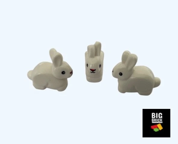 BIG BRICK LITTLE BRICK BBLB Brick Bunny Kaninchen x3 City, Bauernhoftier, Lego kompatibel - Brandneu
