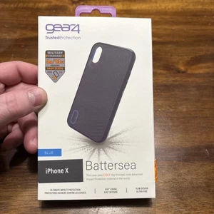 Gear 4 Battersea Hardback Slim Tough Case with D3O for iPhone X/Xs – Black/Blue - Picture 1 of 3