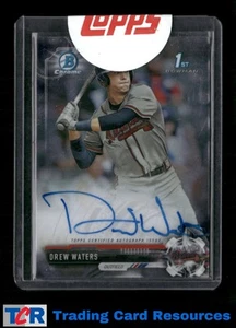 2017 Bowman Draft #CDA-DW Drew Waters Chrome Draft Pick Autografi Auto - Foto 1 di 2