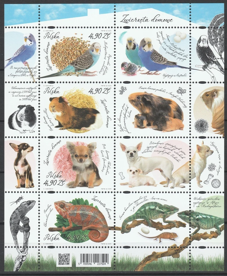 Polonia 2025 Fauna, Animales, Aves, Reptiles Hoja MNH Foto 1 de 1