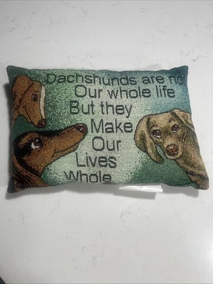 Vintage Needlepoint Throw Pillow Dachshunds Dogs - Image 1 of 4