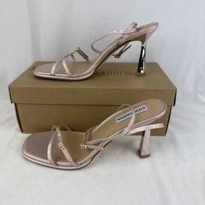 Steve Madden Zarya Champagne Metallic Strappy Heels 8 M - Picture 1 of 6