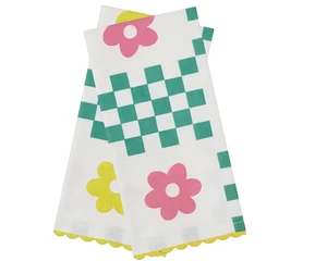 Set of 2 Floral and Check 100% Cotton Kitchen Dish Towels 18" x 28" - Picture 1 of 4