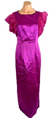 De Colección Años 80 Baile de graduación Rosa Frambuesa MANGA BURBUJA HINCHADA Fiesta Noche Vestido Vaina Foto 1 de 4