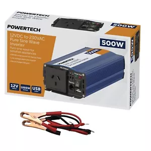 Powertech Inverter 500W 1000W Pure Sine Wave Power 12V DC to 240V AC Car Boat - Picture 1 of 8