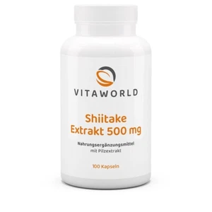 Vita World Shiitake Extrakt 500mg 100Kap Lentinula Edodes Vegan 10%Polysaccharid - Bild 1 von 2