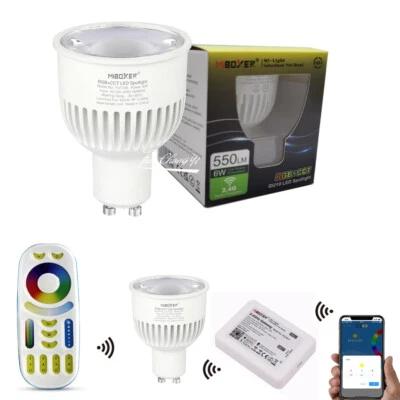 GU10 6W RGBCCT LED spotlight Dimmable Bulb FUT092 RF WL-BOX1 WiFi controller - Image 1 of 4