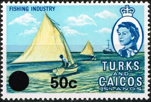 British Turks Caicos Islands Marin Life Fishing boats stamp 1962 MLH A-2 - Picture 1 of 1