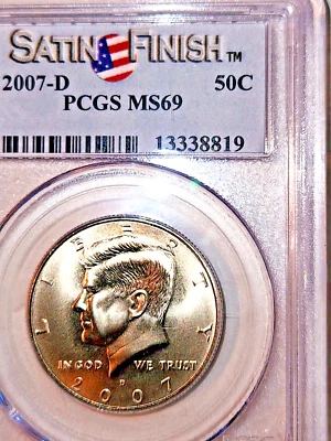 2007D 50C Kennedy Half Dollar Satin Finish PCGS MS69 Nice. - Image 1 of 3