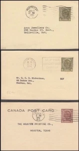 CANADA POSTAL STATIONERY KGVI POSTCARDS (x3) PRINTED MESSAGES (ID:271/D48471) - Picture 1 of 2