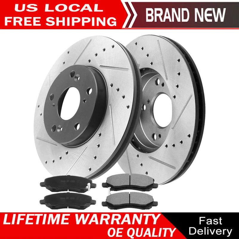 For 2007 2008 2009 - 2020 Mitsubishi Outlander Front Drilled Rotors + Brake Pads - Image 1 of 4