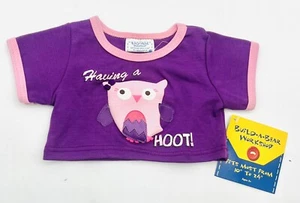 Build A Bear lila und rosa "Having a Hoot" Eule T-Shirt süß Grafik Top Neu mit Etikett - Bild 1 von 4
