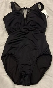 Time and Tru Women's Classic Black Mesh Inset One Piece Swimsuit SZ S/M/L or XL - Picture 1 of 47