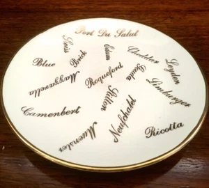 Vintage NAPCO Ceramic Cheese Plate 22K Gouda Muenster Swiss Camembert Limburger - Picture 1 of 9