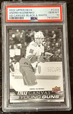 ANDREI KUZMENKO Young Guns Canvas Black & White PSA 10 2022-23 UD Series 2 - Image 1 of 2