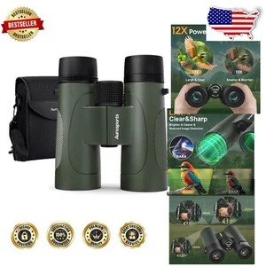 12X42 Waterproof Binoculars with Clear Low-Light Vision for Outdoor Adventures - Picture 1 of 11