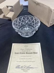 LENOX Fine Lead Crystal Cut Diamond Pattern Small Candy Bowl Trinket 3.5" VTG - Picture 1 of 1