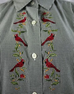 Orvis Embroidered Birds Women's Long Sleeve Tops & Blouses Size 6 - Picture 1 of 7