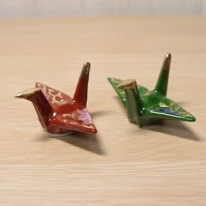 Origami Kranich Essstäbchen Rest KYO KIYOMIZU YAKI WARE Tsuru KYOTO Japan Paar 2 Stück - Bild 1 von 24